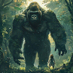 The giant gorilla in the forest, the monkey in the forest