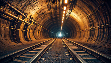 Large empty mining company tunnel. Generative AI