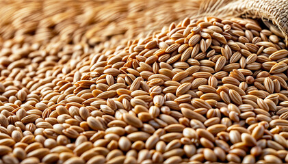 Barley malt close-up. Generative AI
