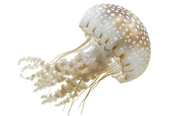Close-up of a mesmerizing moon jellyfish on a pure white background
