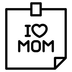mothers day icon design, i love mom on sticky notes
