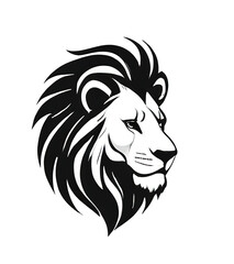 head lion black and white for logo. Isolate background