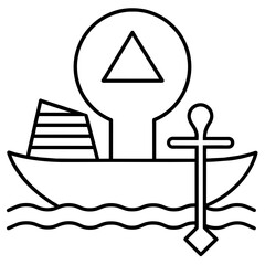 Boat and anchor ankh symbol with ra boat crossing the nile - vector design - vector art - premium vector - latest vector design and illustration