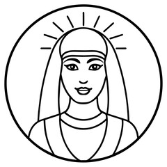 Simple Cleopatra portrait framed by Ra Sun - vector design - vector art - premium vector - latest vector design and illustration