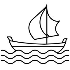 Simple ra boat sailing on papyrus waves - vector design - vector art - premium vector - latest vector design and illustration