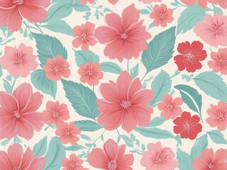 Fototapeta premium Seamless Pattern botany vine pink flower beautiful . illustration
