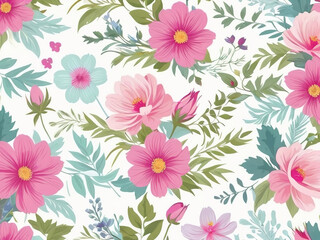 Seamless Pattern vine botany. pink flower, illustration 