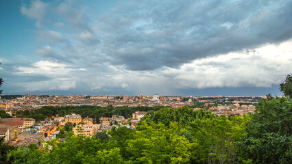 Fototapeta na wymiar Panoramic view of historic center day to night timelapse of Rome, Italy