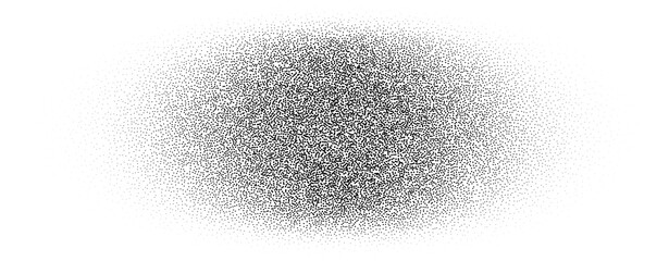 Noise round brush isolated. Grunge dotwork gradient blur circle. Black space shape of dots. Sand, grainy, chalk, diffuse, glitter effect. Texture brush. Halftone illustration
