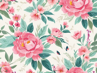 Seamless Pattern vine pink flower botany. illustration 