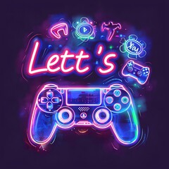 a video game controller with neon lights