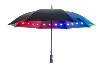 Black umbrella adorned with stunning red and blue lights glowing brilliantly