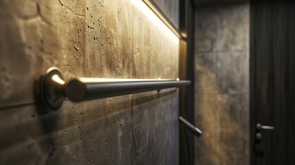 Metal Bar Fixed on the Beautiful Wall in Restroom

