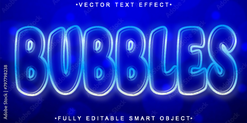 Poster bubbles vector fully editable smart object text effect