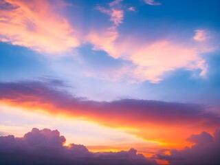Obraz premium Dramatic amazing sky and clouds from above at sunset. Colorful pastel sky