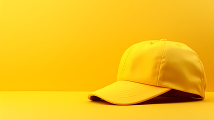 Fototapeta premium Yellow baseball cap on yellow background