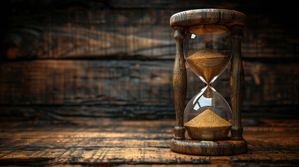 hourglass on wooden background
