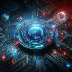 Obraz premium Cyber Security Matrix: Futuristic Hologram and Data Technology