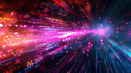 Speed of technology conceptualized with fast-moving digital lights. Abstract Technology Background