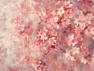 Pattern of soft pink cherry blossoms, Japanese art style