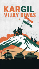 Kargil Vijay Diwas, 26th July, Kargil Vijay Diwas Story, Kargil Vijay, Social Media Story, Kargil, Story, post, Happy Kargil Vijay divas, Indian Army, Kargil War's, vector. illustration, soldiers,