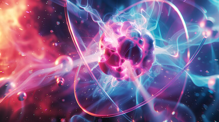 Obraz premium digital scientific reconstitution of the fusion of deuterium and helium atoms. crystalloluminescence