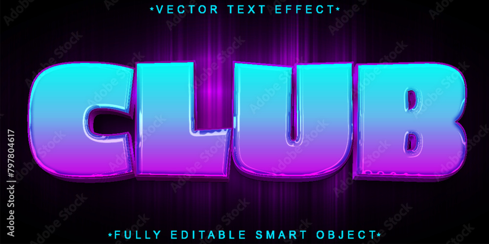 Poster shiny night club vector fully editable smart object text effect