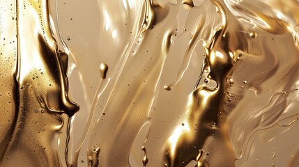 Golden Elegance: Close-Up of Liquid Flow and Body Art