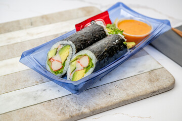 sushi, poke, bento food