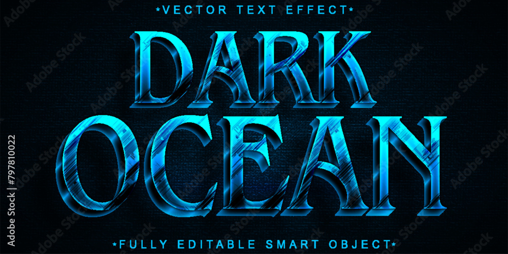 Poster worn dark ocean dangerous vector fully editable smart object text effect