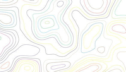 Colorful gradient Topographic line map pattern. Abstract background with lines. White background with topographic wavy pattern.