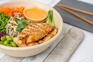 sushi, poke, bento food