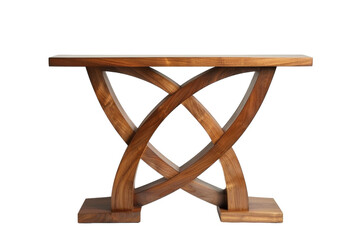 A wooden table adorned with an intricate cross design, showcasing craftsmanship and spiritual symbolism