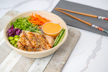 sushi, poke, bento food