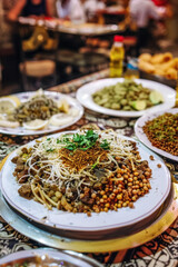 Obraz premium Serving of Koshari from Above., Culinary World Tour, Food and Street Food