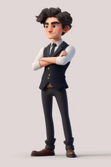 Businessman standing cartoon portrait