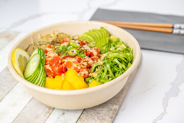 sushi, poke, bento food