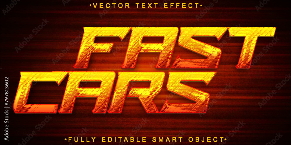 Wall mural fast cars vector fully editable smart object text effect