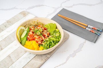 sushi, poke, bento food