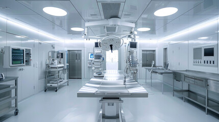 Empty operating room in a hospital Interior of an operating room Equipment and medical devices