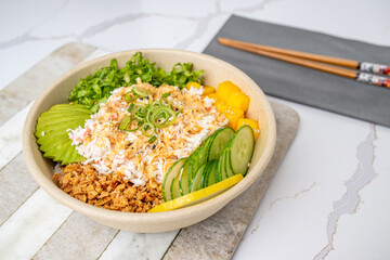 sushi, poke, bento food