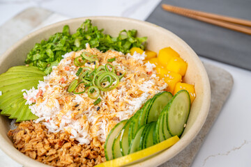 sushi, poke, bento food