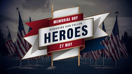 Memorial Day Banner Remember and Honor with the American Flag.