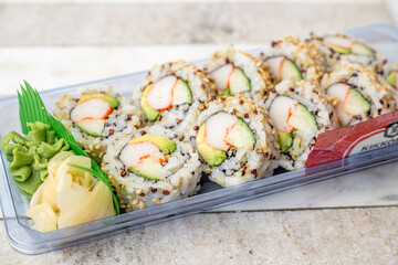 sushi, poke, bento food