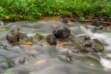 Stream water flowing through stones