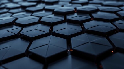 Futuristic Black Hexagonal Tiles with Red Accents
