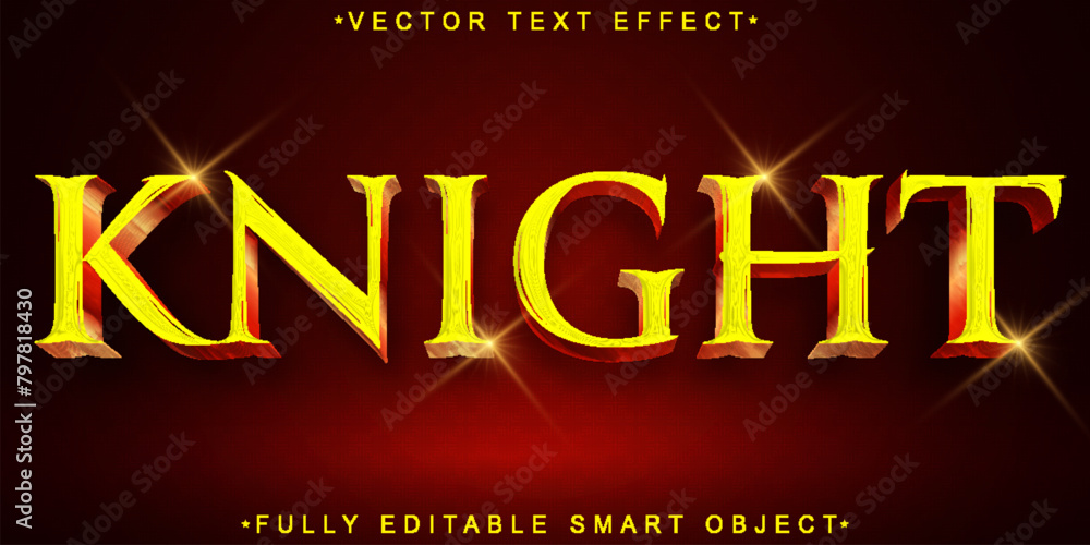 Poster knight vector fully editable smart object text effect
