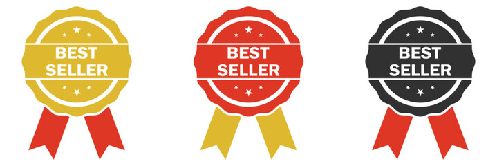 set of best seller stickers, badges, labels vector illustration. isolated on white background. vector template