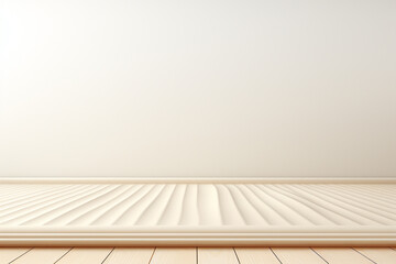 3d rendering of a white room with a wooden floor and a white wall