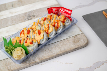 sushi, poke, bento food